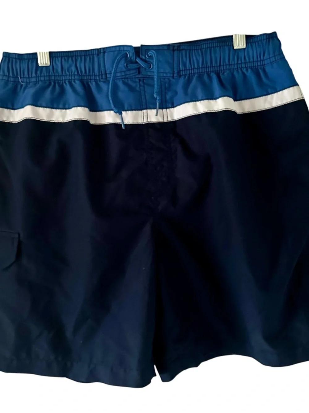 Islander Men's Navy and Blue & White Swim Trunks with Contrast Stripe